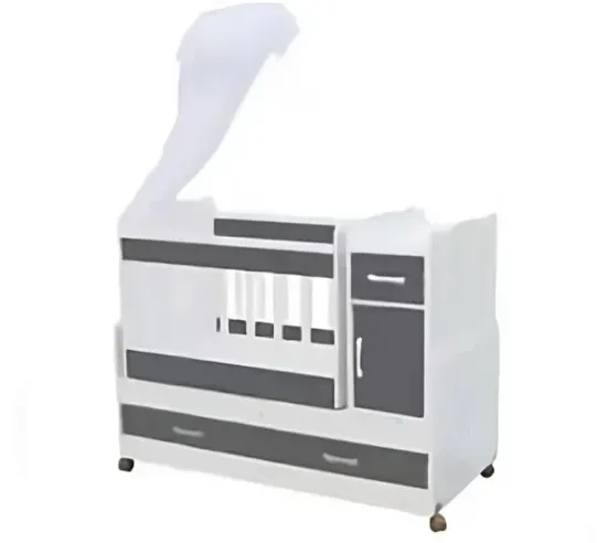 Picture of R AND E Multifunctional Baby Cot – Integrated Changing Station & Drawers 602 Cot (White, Grey)